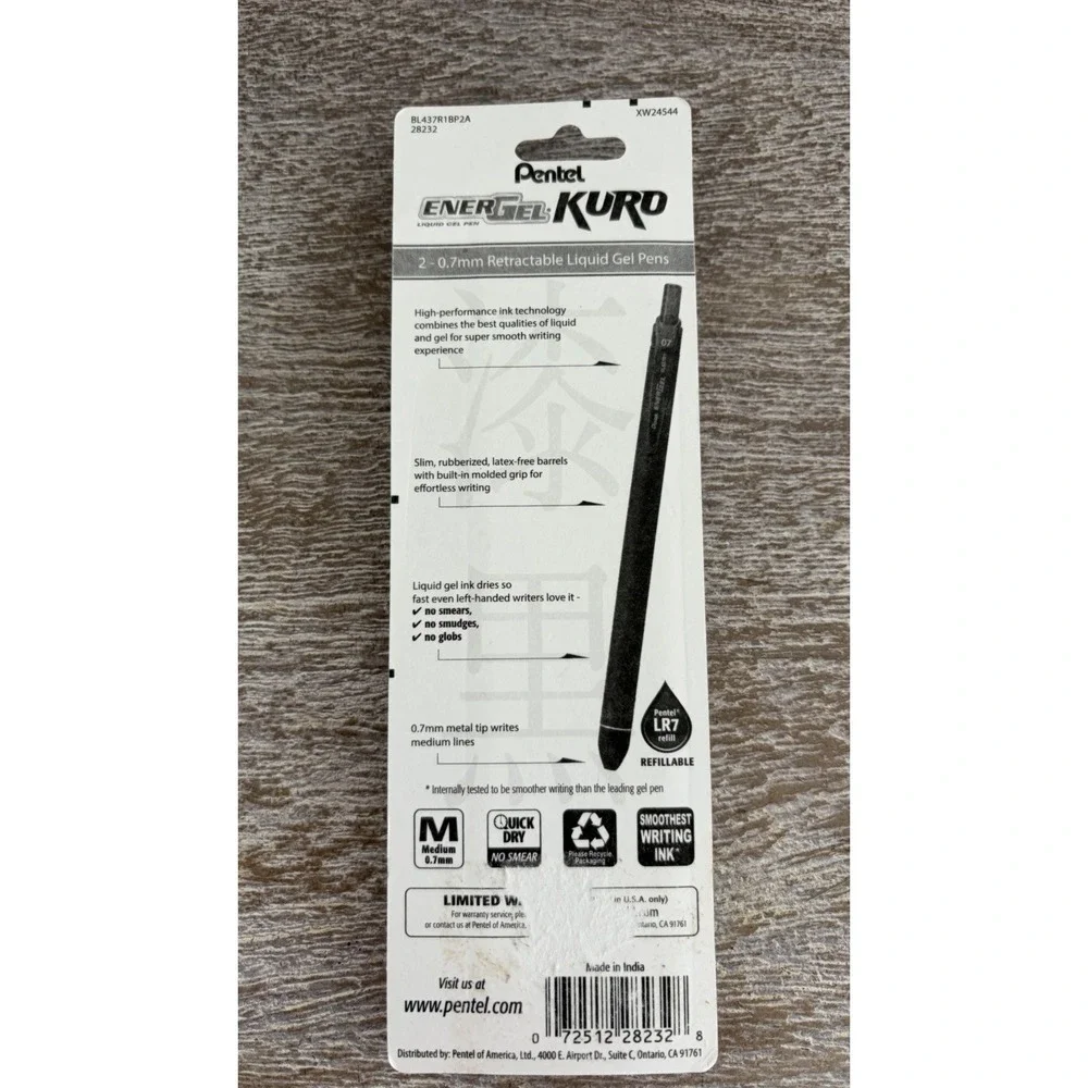 EnerGel Pro Black Gel Pens 0.7mm Quick Drying Permanent Ink Pack of 2